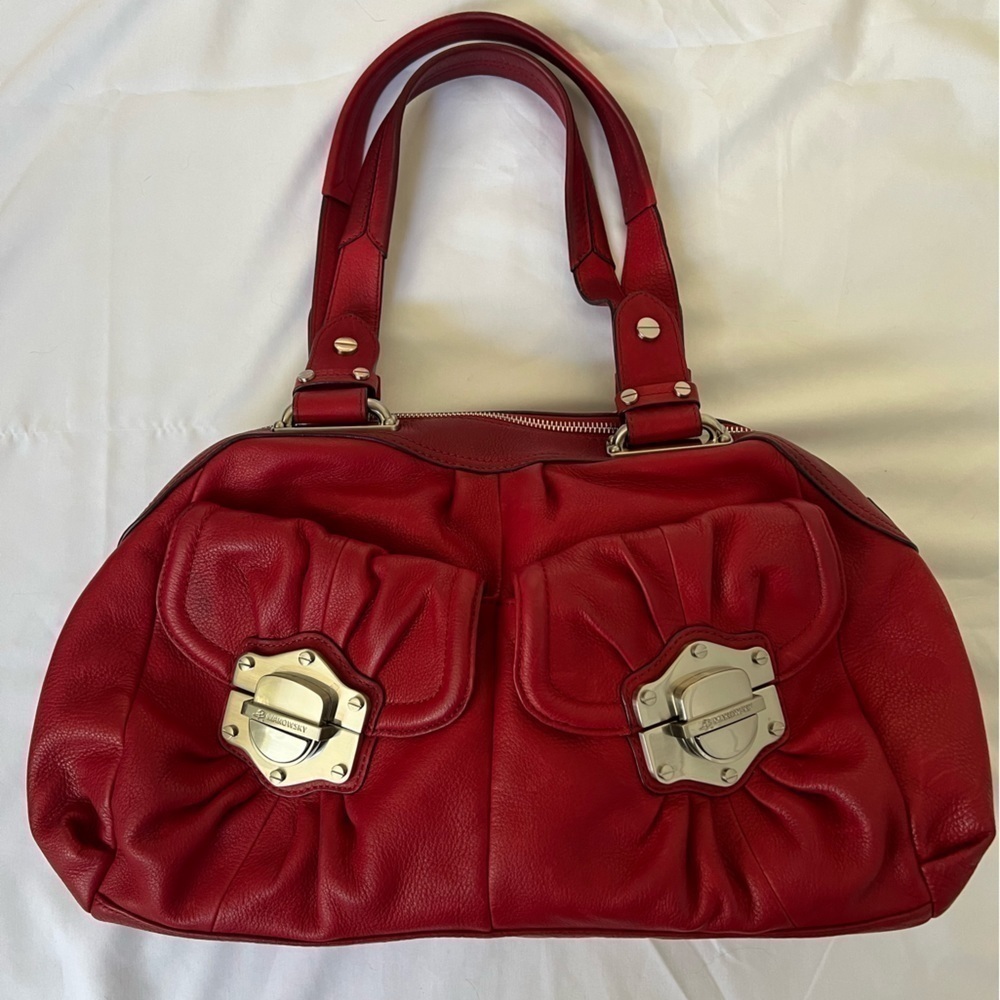 b. makowsky Red Leather Shoulder Bag